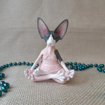 Handcrafted resin Sphinx cat in yoga pose decoration