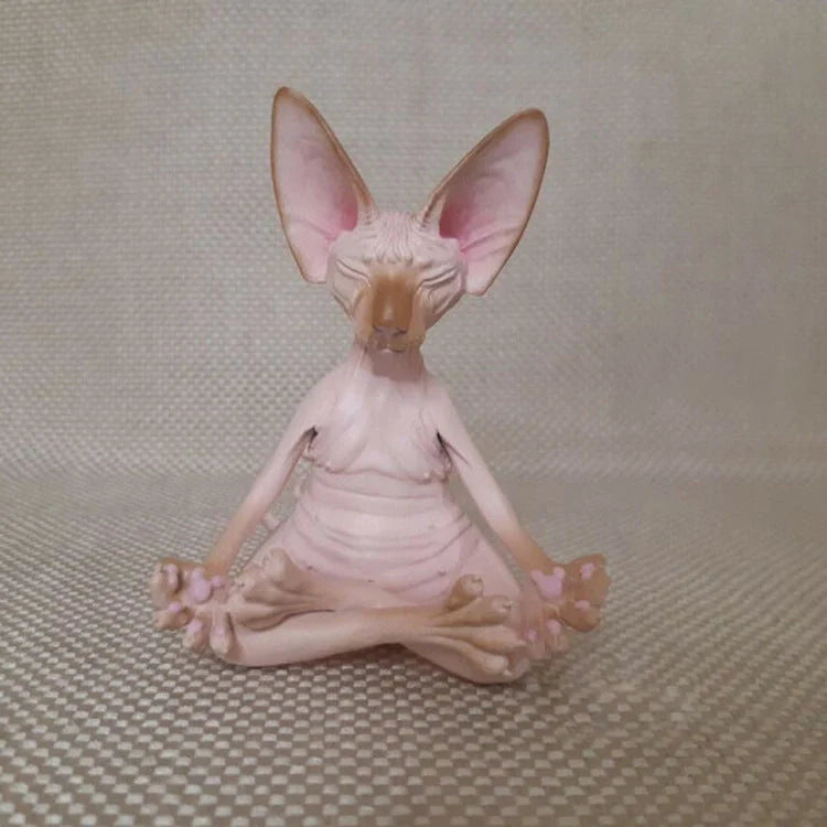 Handcrafted resin Sphinx cat in yoga pose decoration