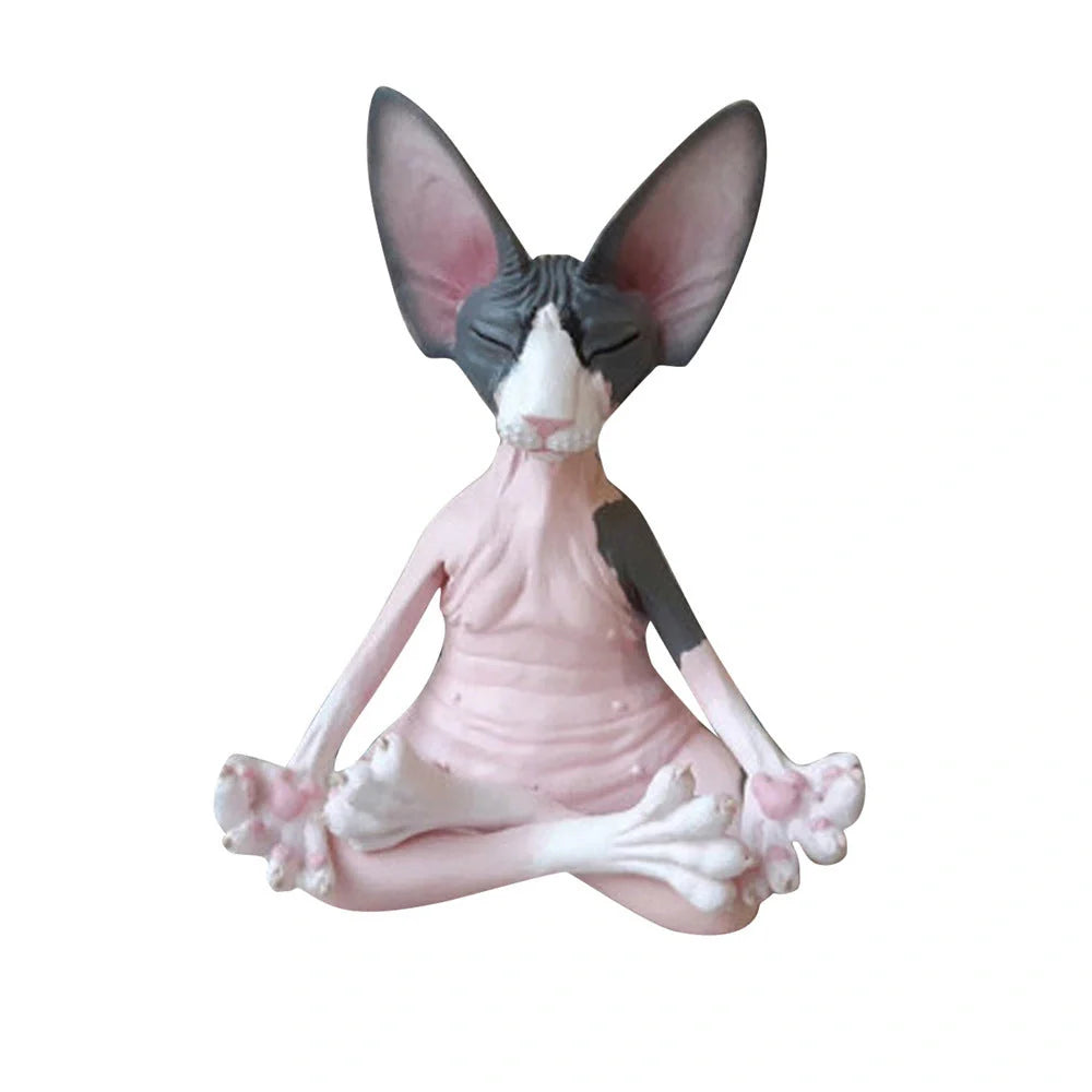 Handcrafted resin Sphinx cat in yoga pose decoration
