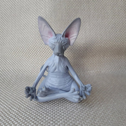 Handcrafted resin Sphinx cat in yoga pose decoration