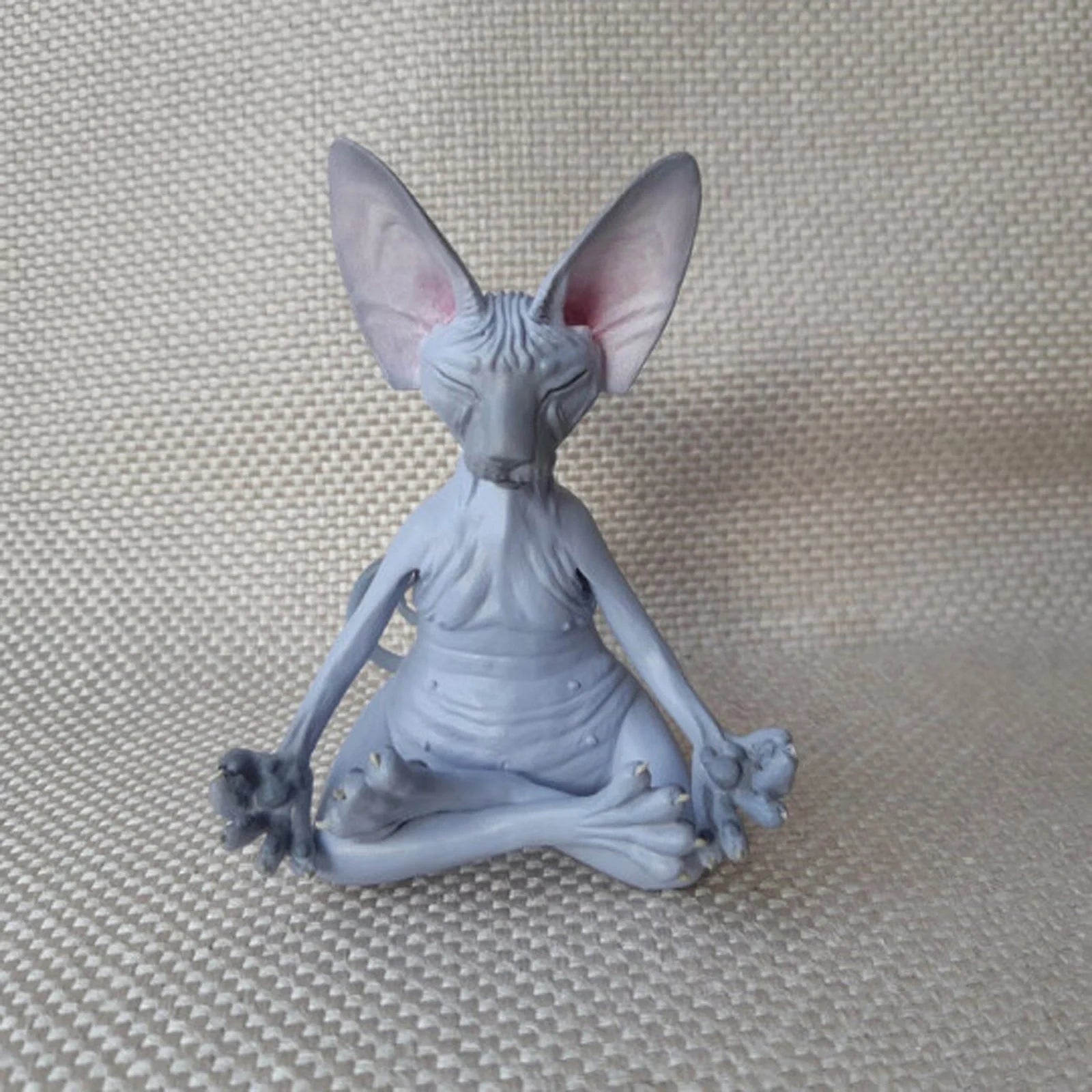 Handcrafted resin Sphinx cat in yoga pose decoration