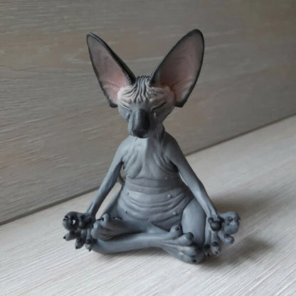 Handcrafted resin Sphinx cat in yoga pose decoration