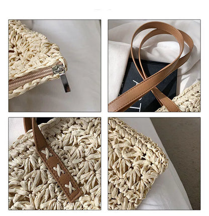 Hand-knitted Korean style one-shoulder armpit bag with magnetic buckle