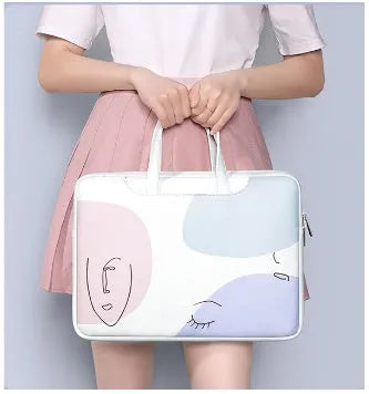 Girl's waterproof laptop bag in blue with soft handle for 15.6-inch notebooks