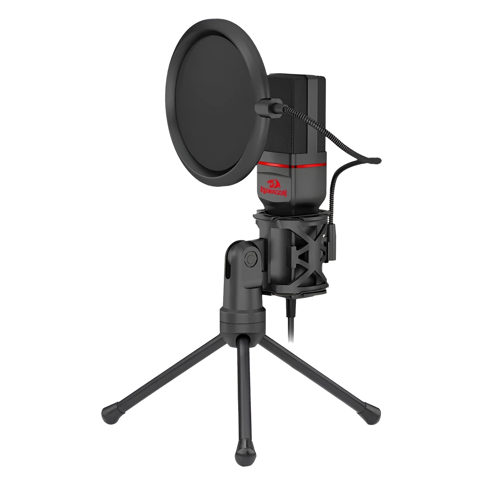 Black wired broadcast microphone with USB connection for live streaming and game commentary