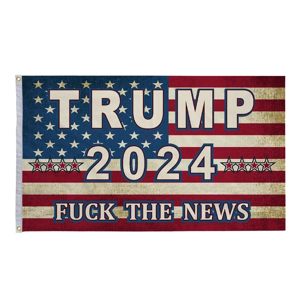 2024 Trump Fuck Biden custom flag 90x150cm pongee polyester with wooden pole, screen printed design