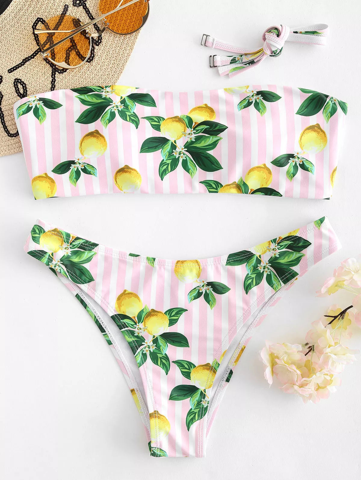 Women's push-up bikini swimsuit in polyester, available in multiple colors and sizes