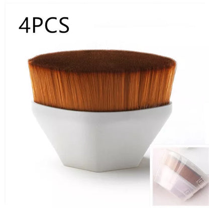 Professional foundation brush kit for BB cream and loose powder application in black, white, and pink