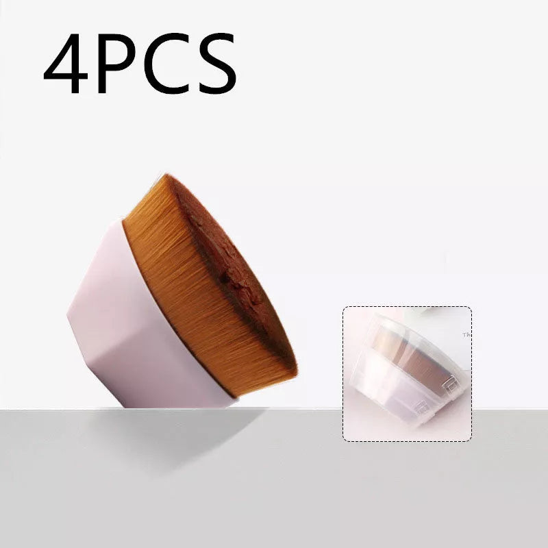 Professional foundation brush kit for BB cream and loose powder application in black, white, and pink