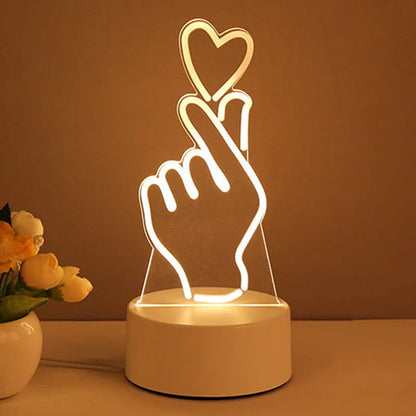 3D Acrylic USB LED Night Light with customizable neon designs for home decor