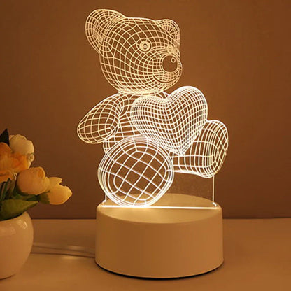 3D Acrylic USB LED Night Light with customizable neon designs for home decor