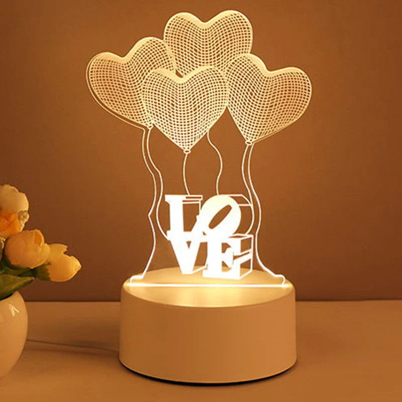 3D Acrylic USB LED Night Light with customizable neon designs for home decor
