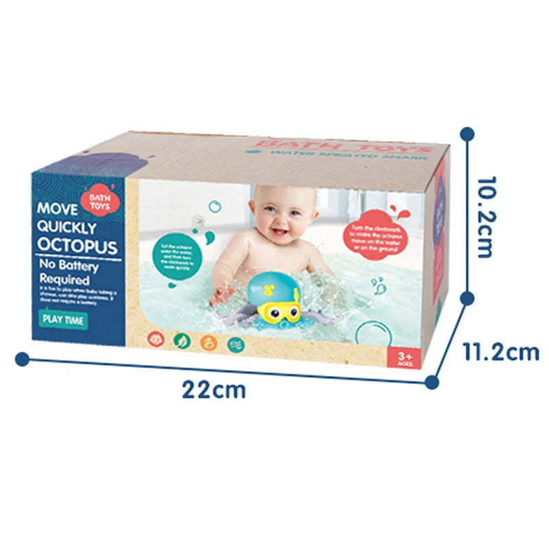 Floating octopus toy in purple and blue, designed for bath and beach play