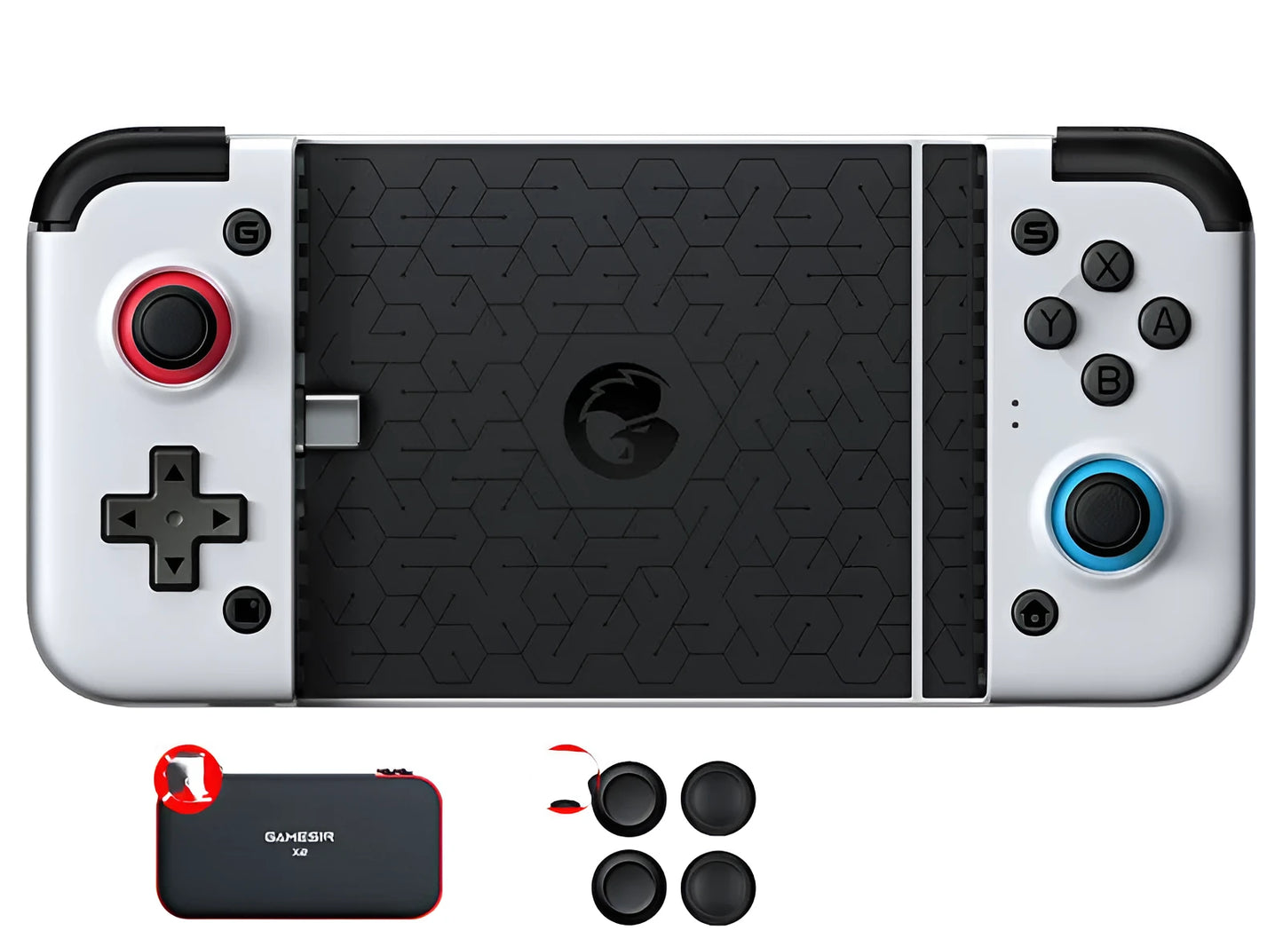 Gaze Chicks X2 Android game controller with Switch-style handle and USB connection