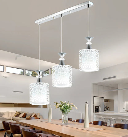 Modern minimalist Nordic single head chandelier with 60cm diameter and fishing line suspension in dining room setting