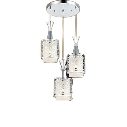 Modern minimalist Nordic single head chandelier with 60cm diameter and fishing line suspension in dining room setting