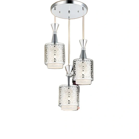 Modern minimalist Nordic single head chandelier with 60cm diameter and fishing line suspension in dining room setting