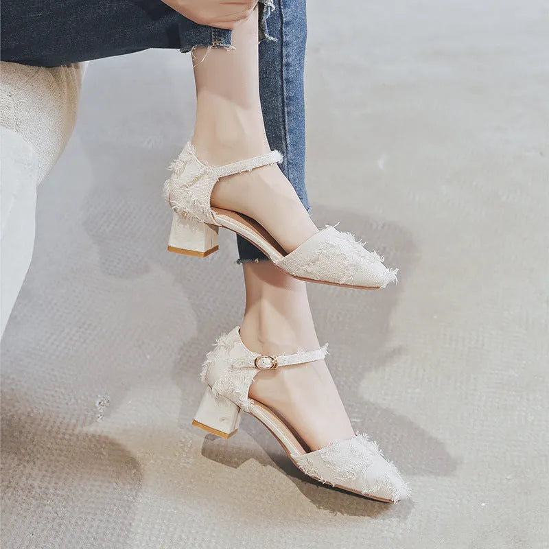 Women's suede flats with ankle strap and 3cm low heel in multiple colour options