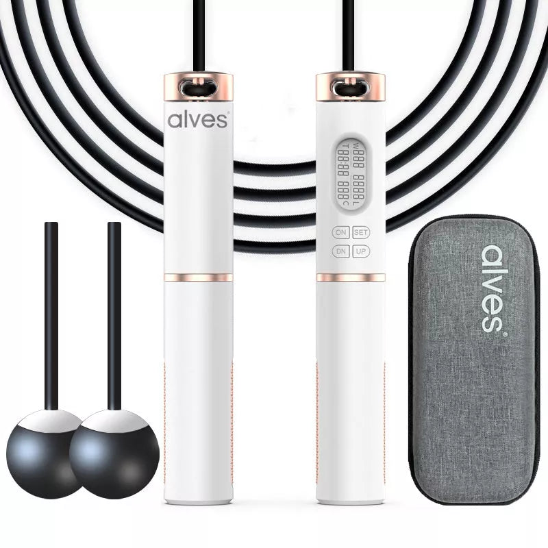 Smart counting jump rope with cordless option for fitness training