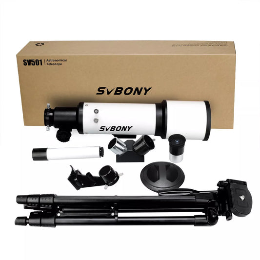Svbony 70mm Refracting Telescope with aluminum tripod and photography stand