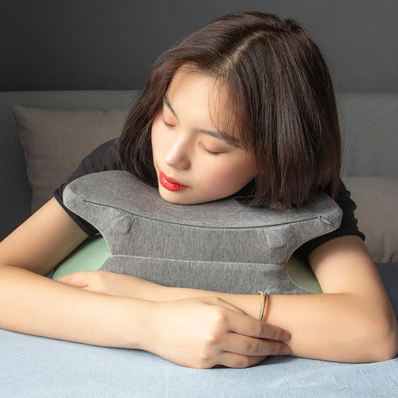 Memory Foam Nap Pillow with Waist Support in navy blue, fruit green, lemon yellow, and girlish pink