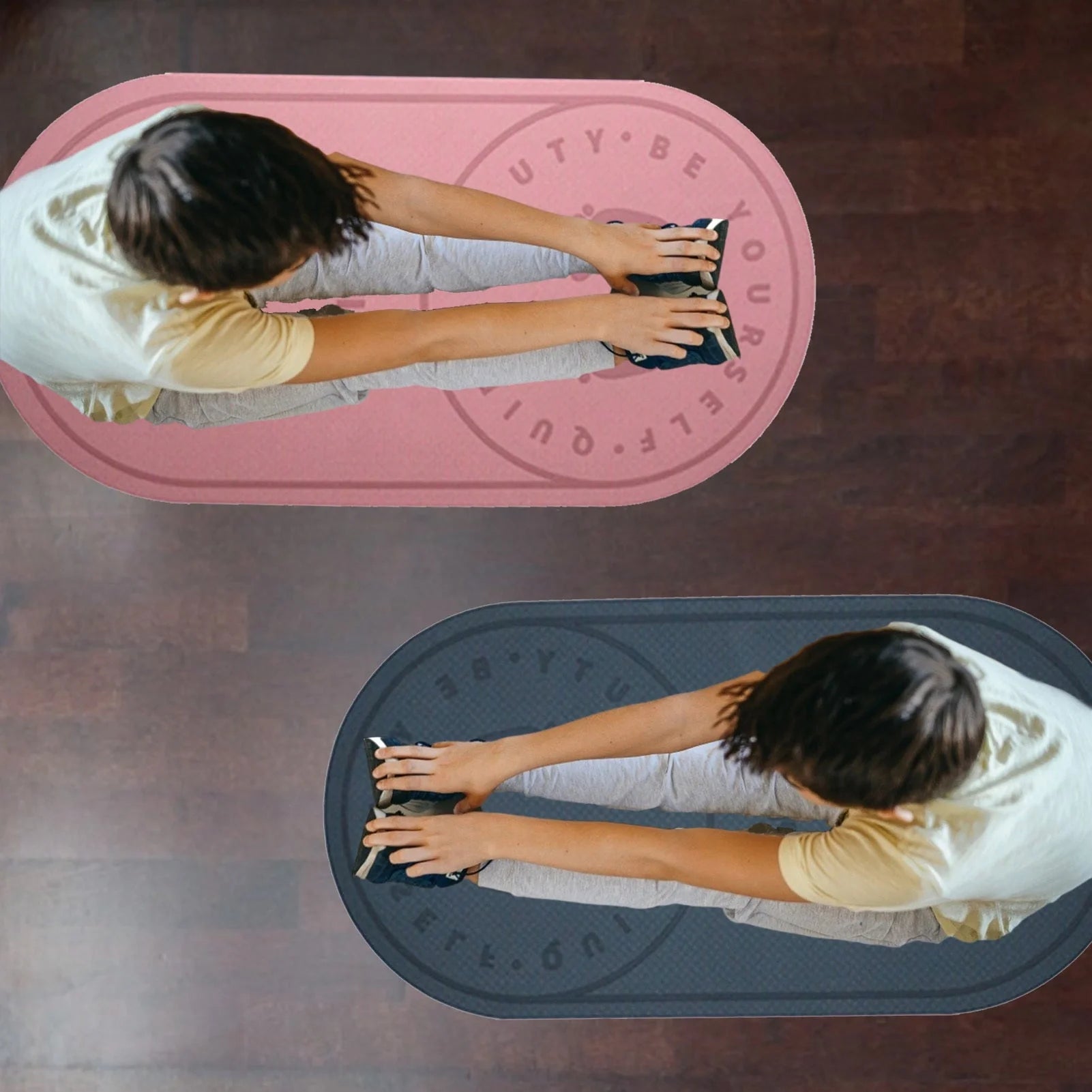 Double-sided anti-skid skipping mat in grey and pink, perfect for indoor workouts