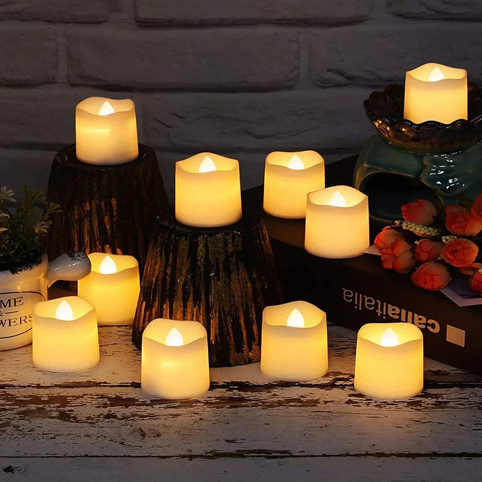 LED flameless candle with melting edge design and automatic timer, measuring 3.6cm diameter