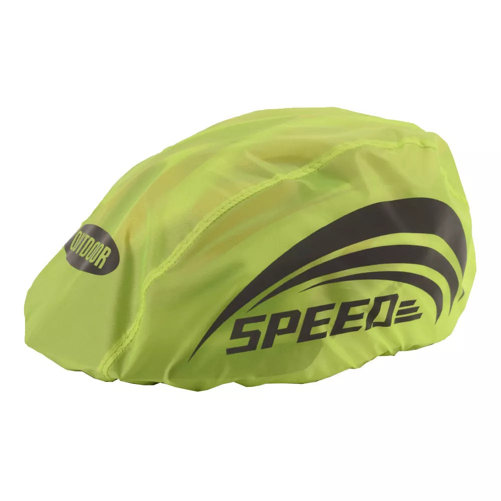Fluorescent green waterproof cycling helmet cover with reflective safety features