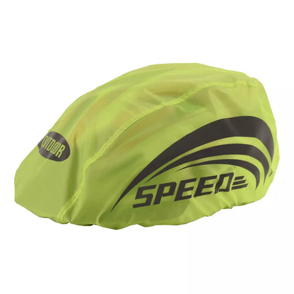 Fluorescent green waterproof cycling helmet cover with reflective safety features