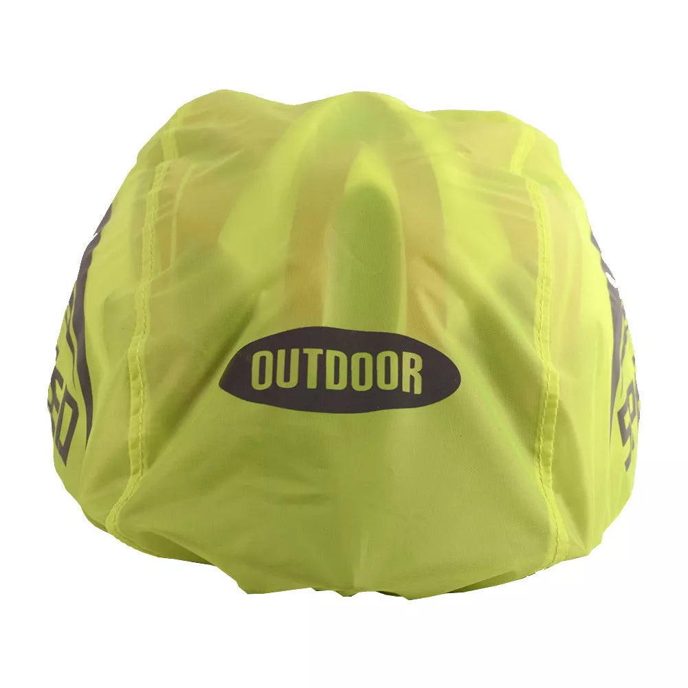Fluorescent green waterproof cycling helmet cover with reflective safety features