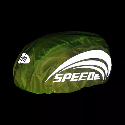 Fluorescent green waterproof cycling helmet cover with reflective safety features