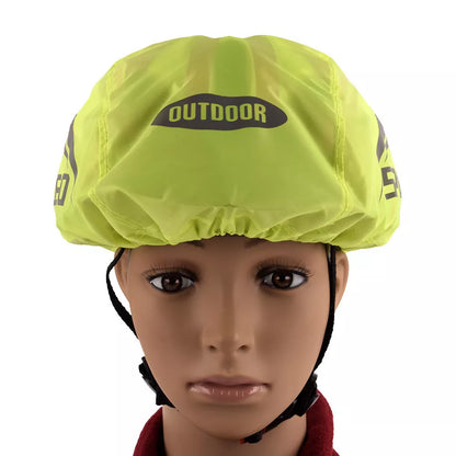 Fluorescent green waterproof cycling helmet cover with reflective safety features