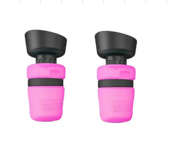 Leakproof foldable dog water bottle with built-in water bowl for convenient hydration on the go