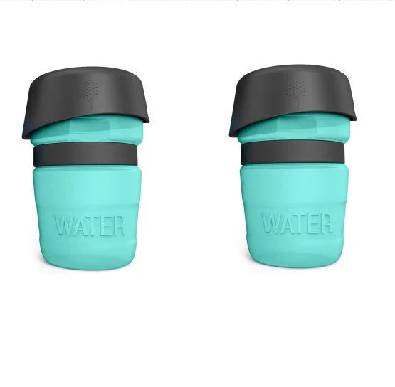 Leakproof foldable dog water bottle with built-in water bowl for convenient hydration on the go