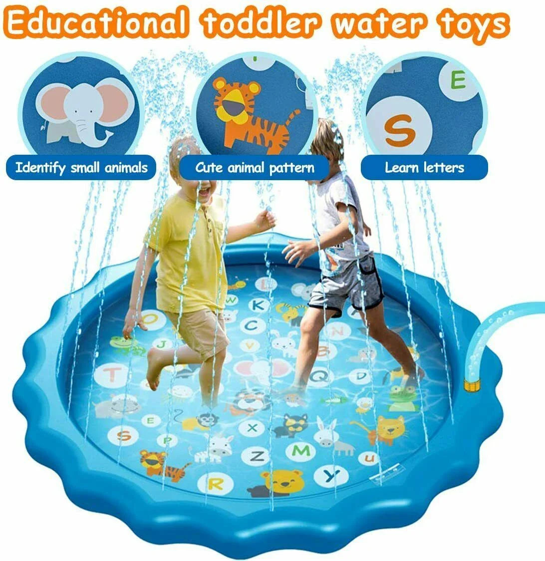 Refreshing sprinkler pad with marine-themed designs for kids' outdoor play and summer fun