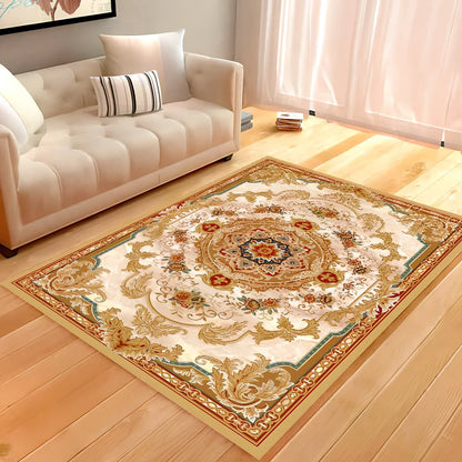 Rectangular soft rug in grey style, 140x200 cm size for living room floor covering with vacuum cleaning compatibility