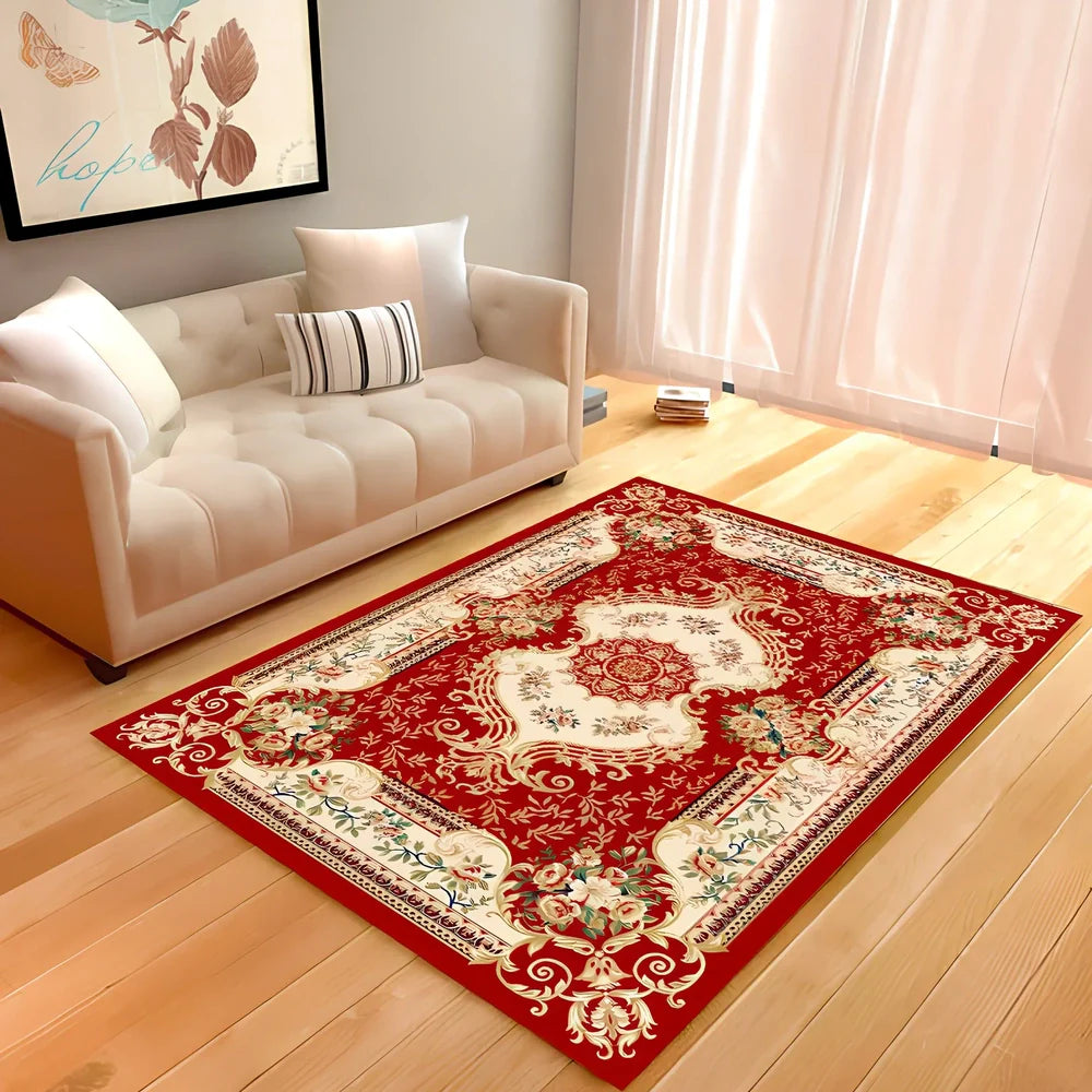 Rectangular soft rug in grey style, 140x200 cm size for living room floor covering with vacuum cleaning compatibility