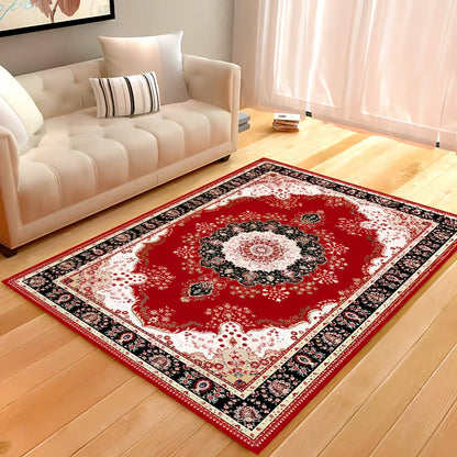 Rectangular soft rug in grey style, 140x200 cm size for living room floor covering with vacuum cleaning compatibility