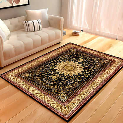 Rectangular soft rug in grey style, 140x200 cm size for living room floor covering with vacuum cleaning compatibility