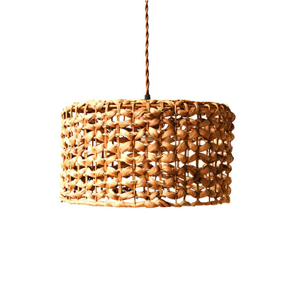 Bamboo rattan chandelier with 444mm diameter and adjustable height for room lighting