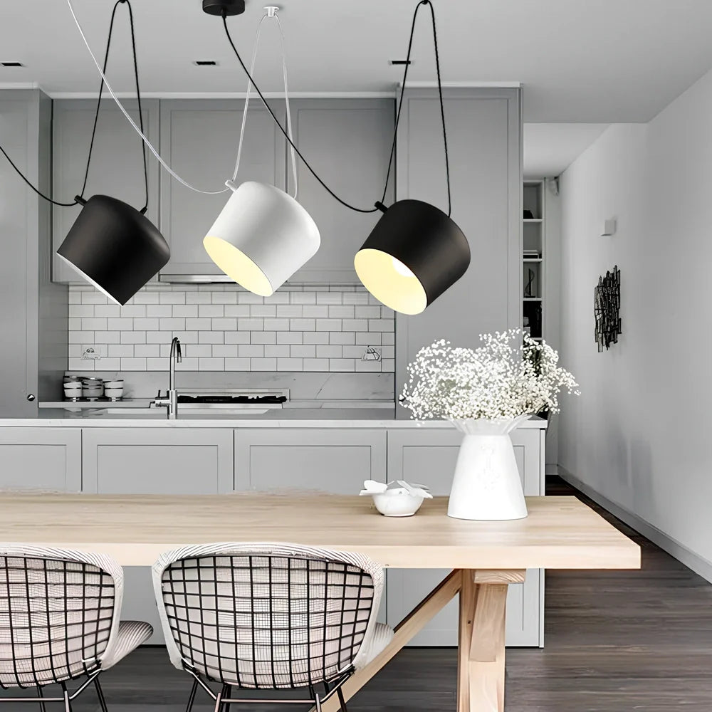 Black aluminium alloy LED fishing line chandelier with cascading design for restaurant lighting