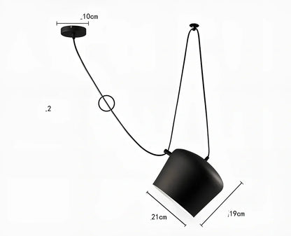 Black aluminium alloy LED fishing line chandelier with cascading design for restaurant lighting