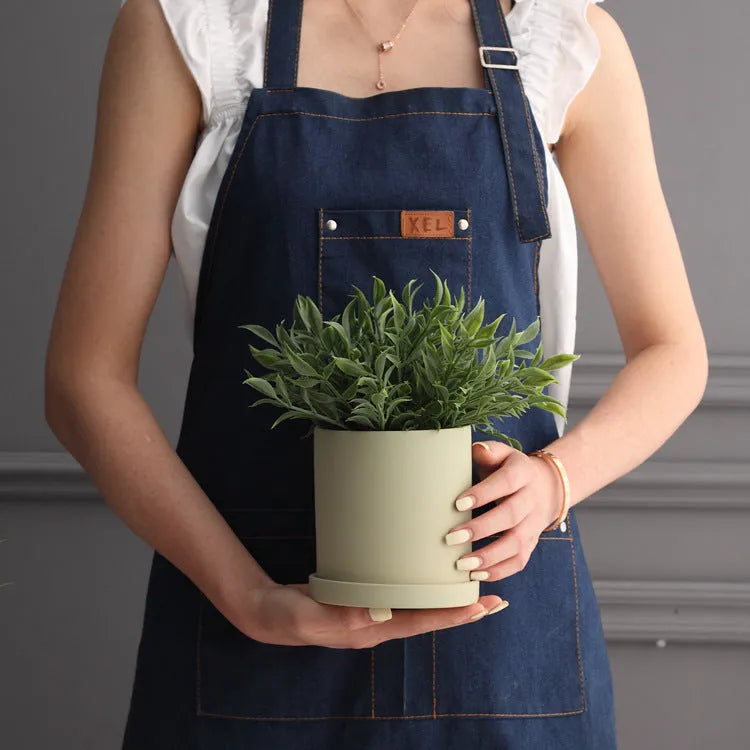 Nordic industrial style ceramic flowerpot with drainage hole for succulents in multiple colours