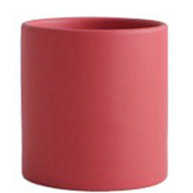 Nordic style cylindrical ceramic flowerpot with drainage hole for plants