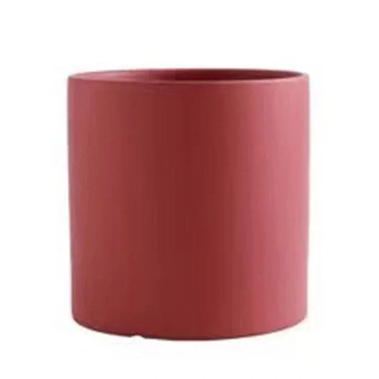 Nordic style cylindrical ceramic flowerpot with drainage hole for plants