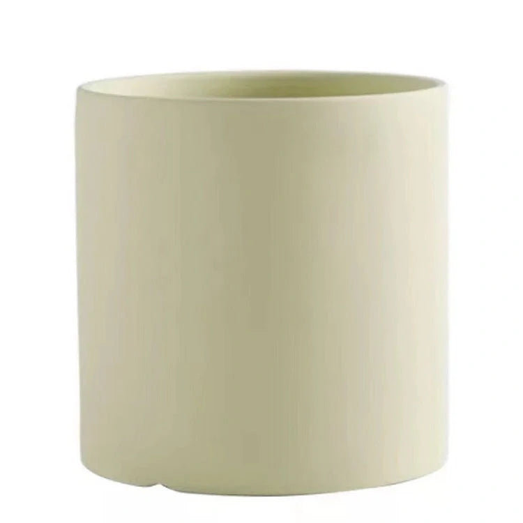Nordic style cylindrical ceramic flowerpot with drainage hole for plants
