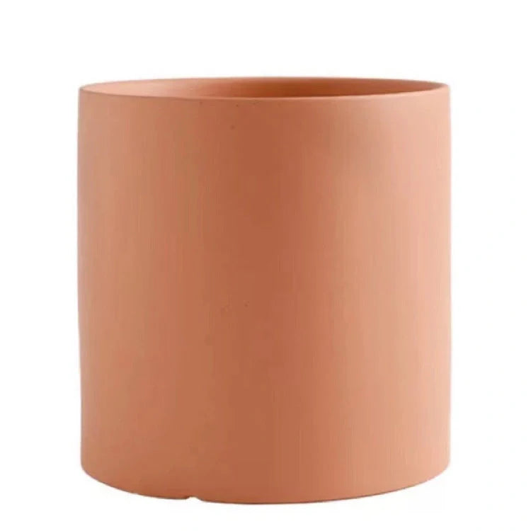 Nordic style cylindrical ceramic flowerpot with drainage hole for plants