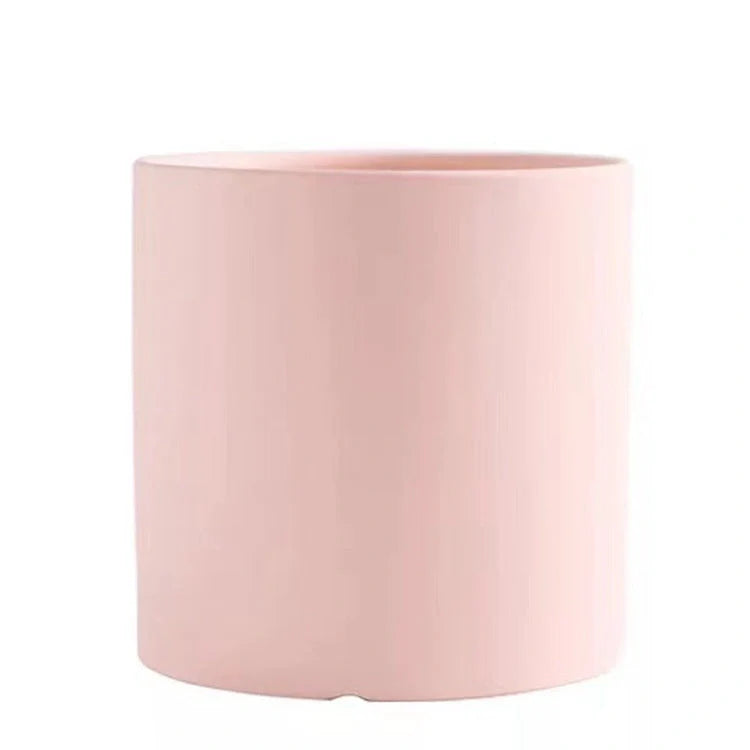 Nordic style cylindrical ceramic flowerpot with drainage hole for plants