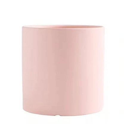 Nordic style cylindrical ceramic flowerpot with drainage hole for plants