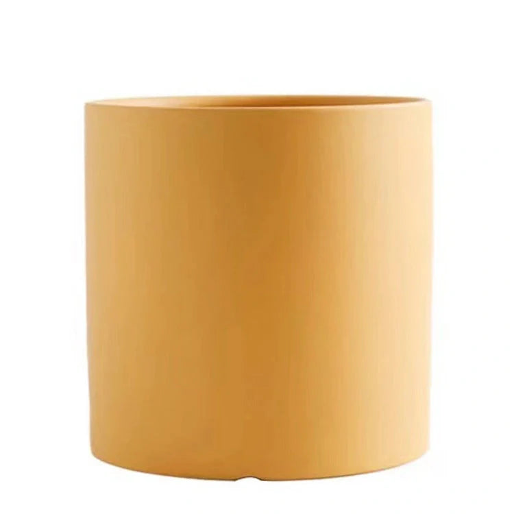 Nordic style cylindrical ceramic flowerpot with drainage hole for plants